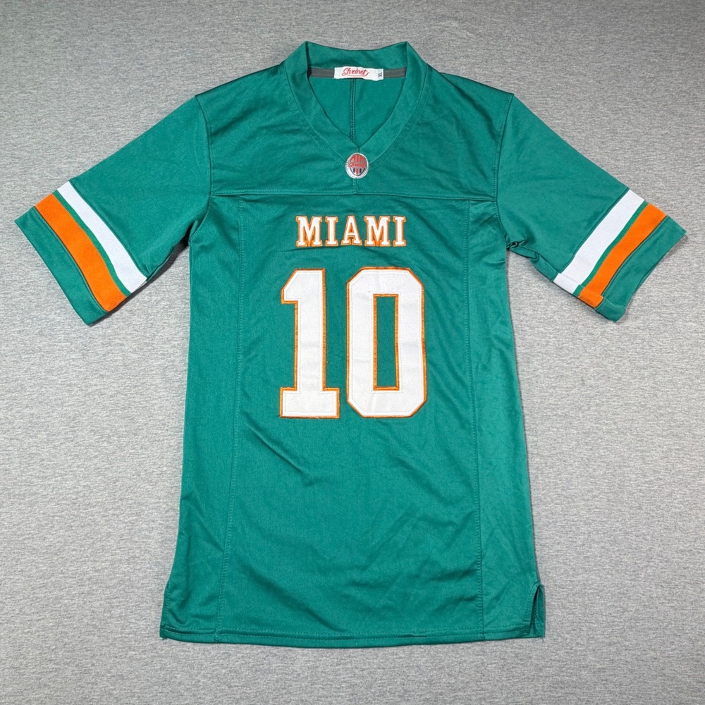 Shxinet Miami Hill 10 Youth Football Jersey Aqua Green Orange White Kids XL